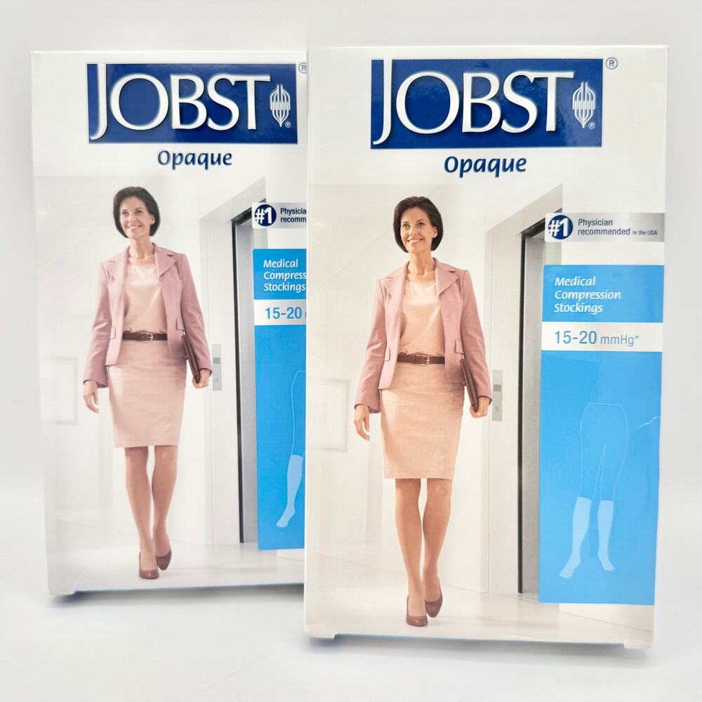 2 Pair JOBST Opaque Knee‎ Petite Medium 15-20 mmHg Natural Compression Stockings